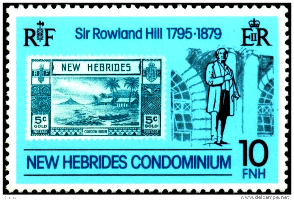 SIR ROWLAND HILL-STAMPS ON STAMPS-NEW HEBRIDES CONDOMINIUM-10 FNH-MNH-SCARCE-A1-228 - Rowland Hill