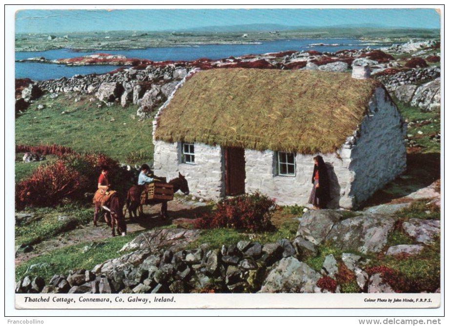 IRELAND/EIRE - THATCHED COTTAGE, CONNEMARA, CO.GALWAY (PUBL.JOHN HINDE) /THEMATIC STAMP - U.I.T. - Galway