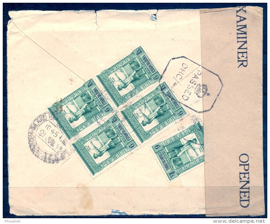 1945 , INDIA PORTUGUESA , MARGAO - BOMBAY , SOBRE CERTIFICADO , CENSURAS - Portuguese India