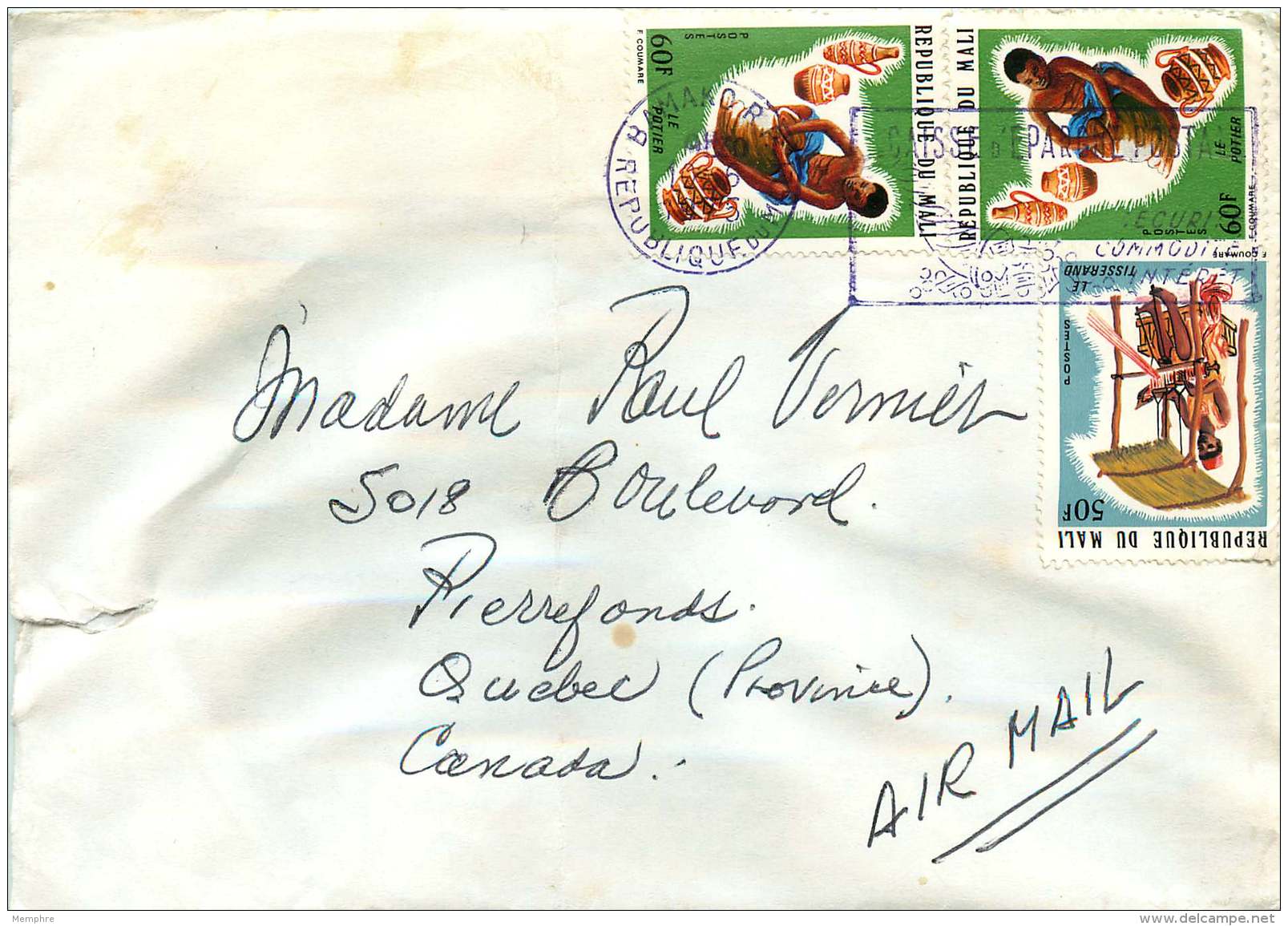 1975  Lettre Avion Pour Le Canada  Tisserand, Potier X2 - Mali (1959-...)