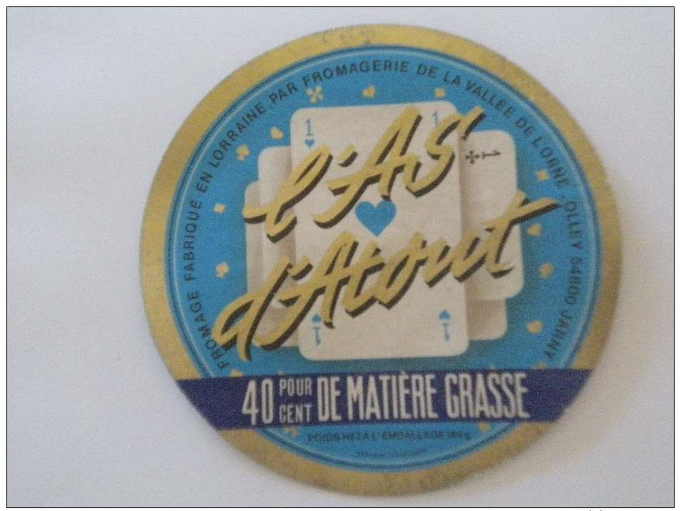 étiquette De Fromage Lorraine 54N Fromagerie De Olley  L'as D'atout  Cartes à Jouer  VARIANTE - Formaggio