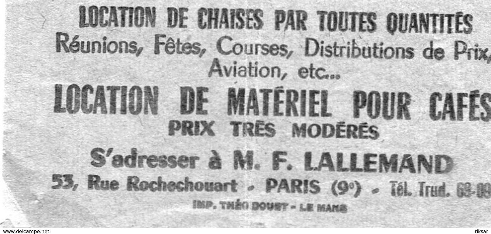 TICKET DE LOCATION DE CHAISE(PARIS) - Non Classés