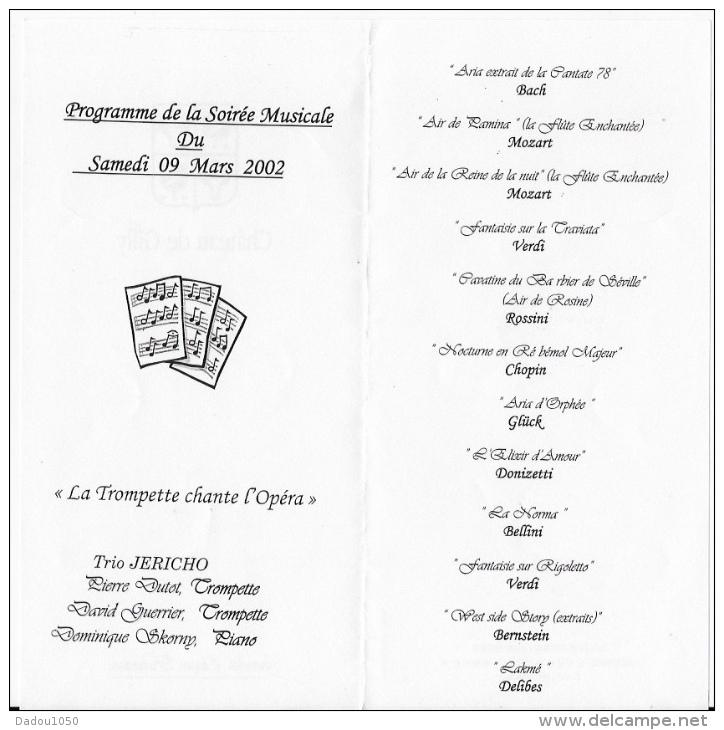 Menu Chateau De Gilly 21640 Vougeot - Menus