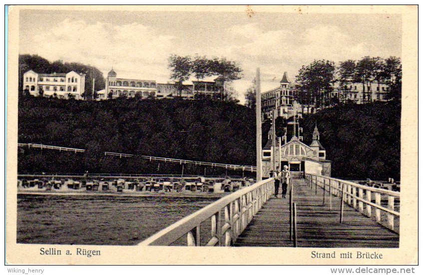 Sellin Auf Rügen - S/w Strand Mit Brücke - Sellin