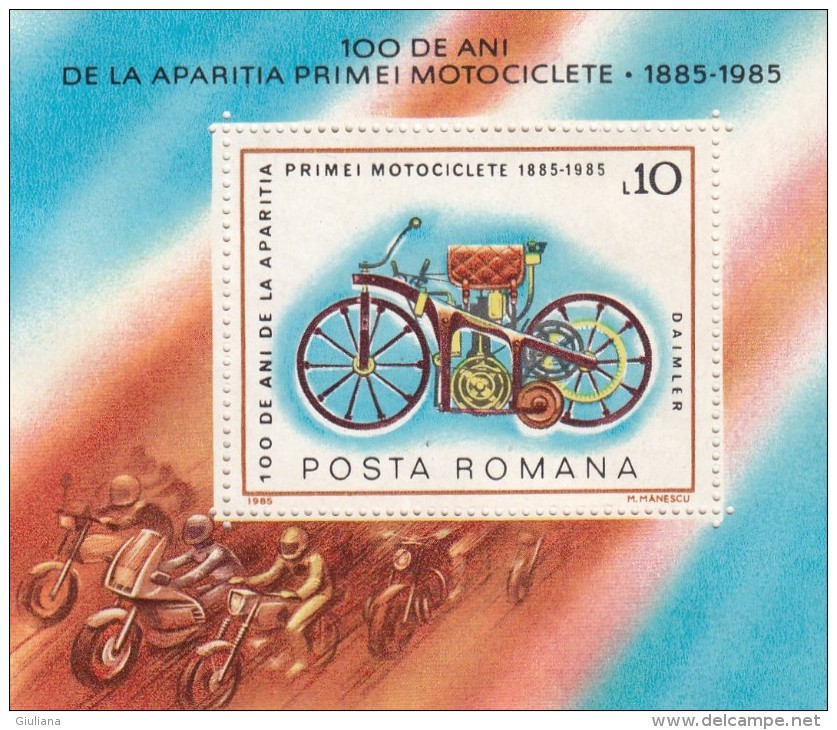 Romania 1985 - Yt BF/174**  Centenaire De La Motocyclette - Motorbikes