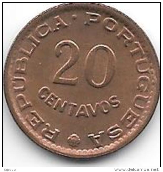 *guiea-bissau  Portugees Guinea 20 Centavos 1973  Km13  Unc Catalog Val 30,00$ - Guinea-Bissau