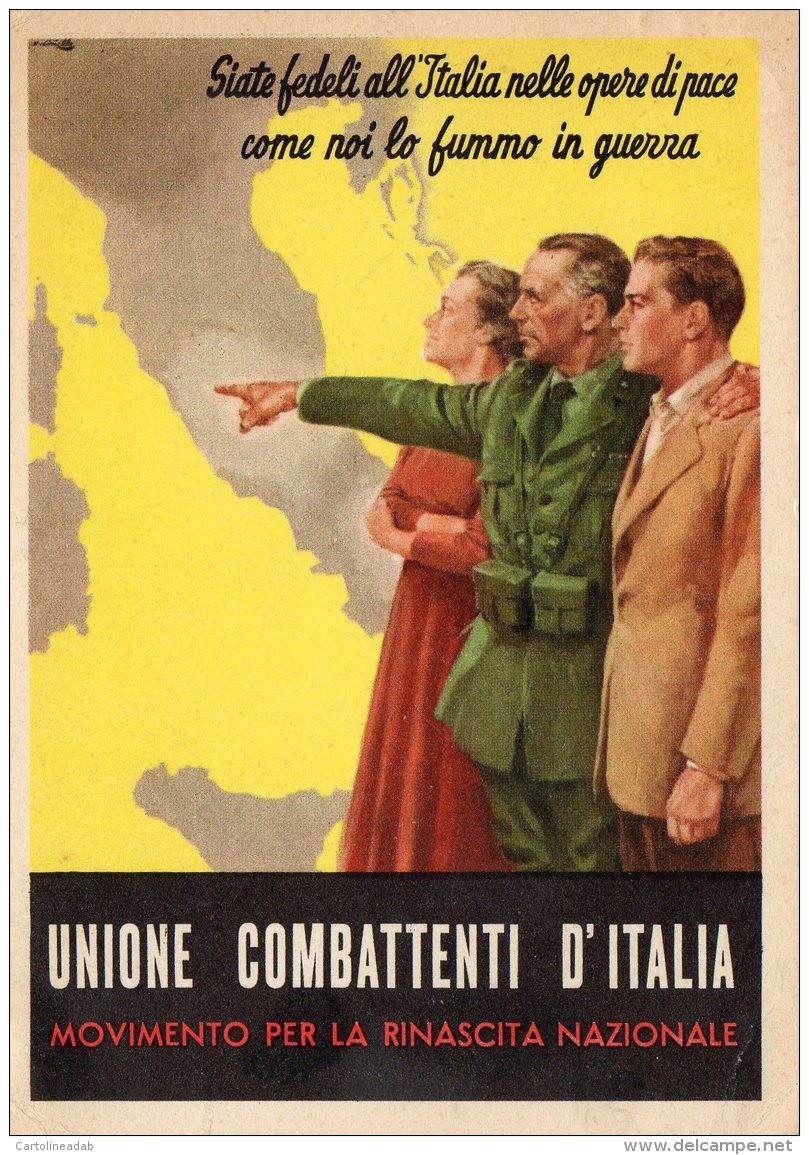 [DC9597] CPA - PUBBLICITARIA UNIONE COMBATTENTI D&acute;ITALIA - MOVIMENTO PER LA RINASCITA - Non Viaggiata - Old Postca - Altri & Non Classificati