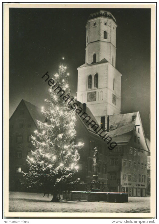 Biberach - Marktplatz Zur Weihnachtszeit Mit Schnee - Nachtaufnahme - Foto-Ansichtskarte - Verlag Leyensetter Biberach - Biberach