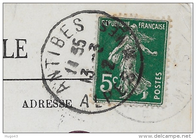 (RECTO / VERSO) CAP D' ANTIBES EN 1912 - N° 80 - L' ANSE ET LE CHATEAU DE LA GAROUPE - BEAU CACHET - CPA - Cap D'Antibes - La Garoupe