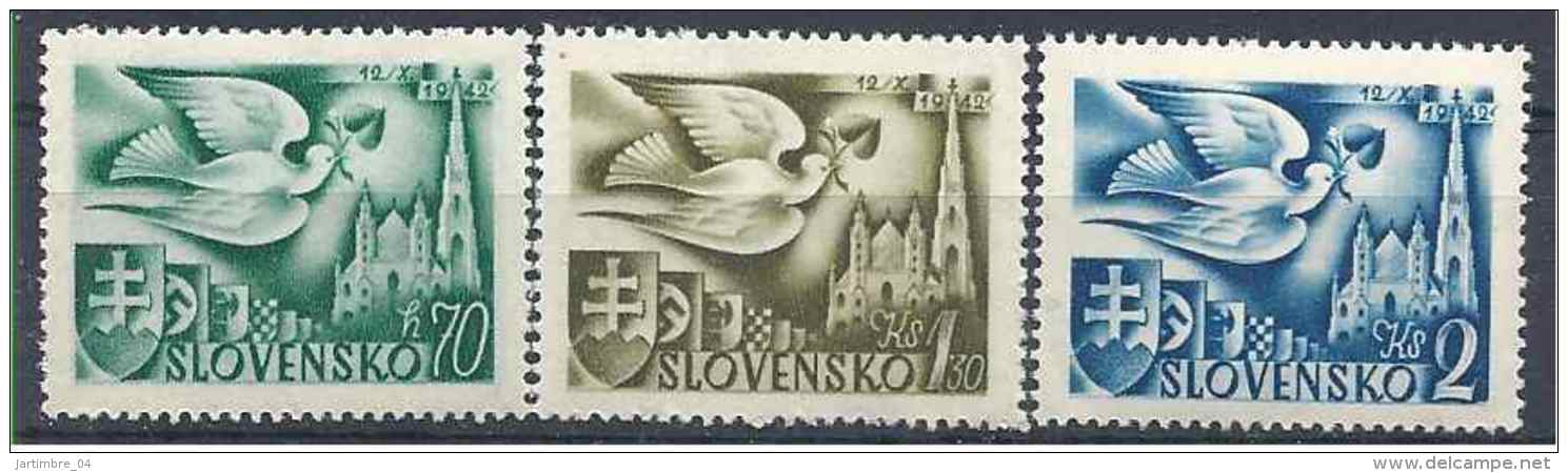 1942 SLOVAQUIE 74-76** Pigeon, Cathédrale - Ungebraucht