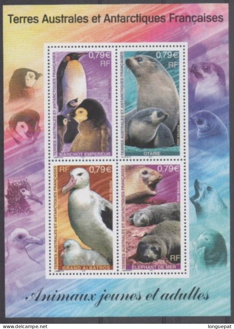 TAAF  - Faune Antarctique - Jeunes Et Adultes - Manchots Empereure, Oataries, Grands Albatros, Eléphant De Mer - - Blocks & Sheetlets