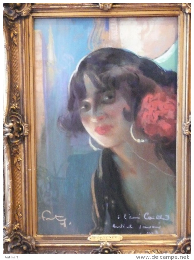 Léon Ernest Fortuné ANDRIEUX, Dit FORTUNEY (1875-1951) - Portrait De GITANE - Pastel Signé 1913 - Pastelli