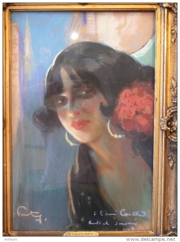 Léon Ernest Fortuné ANDRIEUX, dit FORTUNEY (1875-1951) - Portrait de GITANE - pastel signé 1913