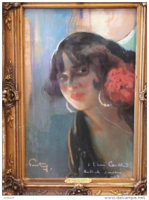 Léon Ernest Fortuné ANDRIEUX, dit FORTUNEY (1875-1951) - Portrait de GITANE - pastel signé 1913