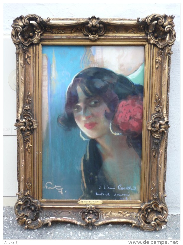 Léon Ernest Fortuné ANDRIEUX, dit FORTUNEY (1875-1951) - Portrait de GITANE - pastel signé 1913