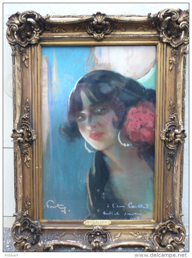 Léon Ernest Fortuné ANDRIEUX, dit FORTUNEY (1875-1951) - Portrait de GITANE - pastel signé 1913