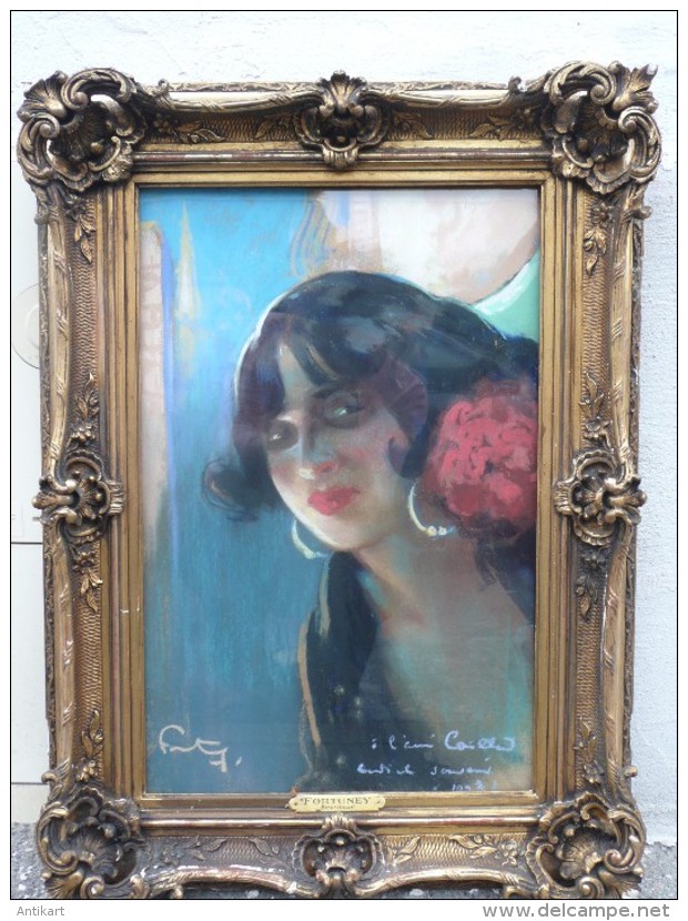 Léon Ernest Fortuné ANDRIEUX, dit FORTUNEY (1875-1951) - Portrait de GITANE - pastel signé 1913