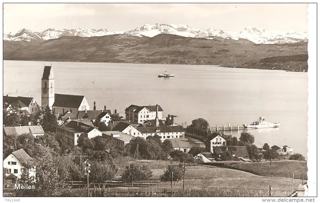 Schweiz, 1942, Meilen Mit Kirche Und Zürichsee, Alpen, Nach Steffisburg, Siehe Scans! - Steffisburg