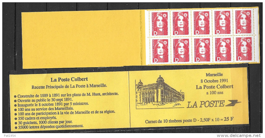 France 1991 Carnet N° C 2712-C1 Poste De Marseille - Otros & Sin Clasificación