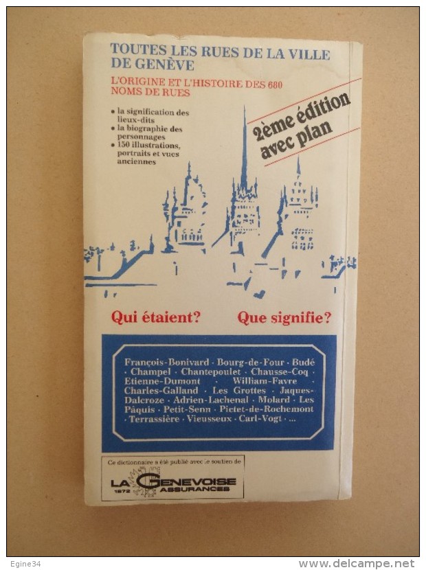 SUIISE / GENEVE - Jean-Paul Galland - Dictionnaire Des Rues De Genève  Avec Plan - 1963 - Dictionnaires