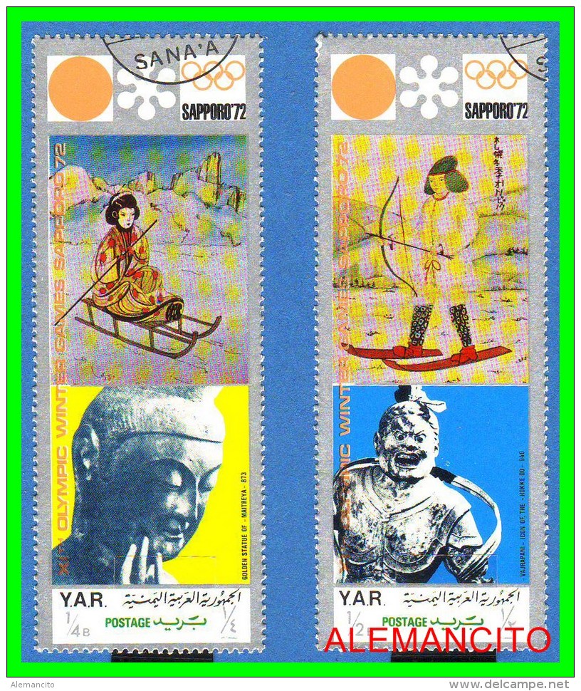 YEMEN REPUBLICA ARABIGA. 2 SELLOS CONMEMORATIVOS  OLIMPIADAS  SAPPORO 1972 - Yemen