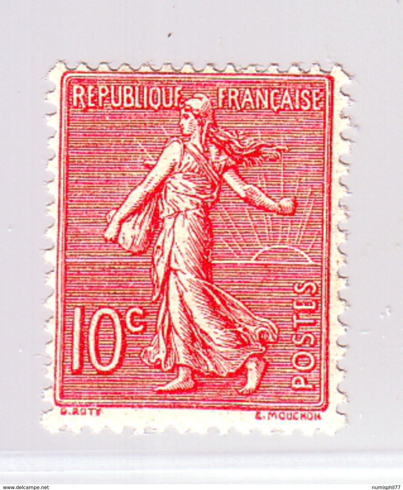 FRANCE - Y&T 129 - 10 C Rose Semeuse Lignée, Type 3 - Bon Centrage Neuf ** - Neufs