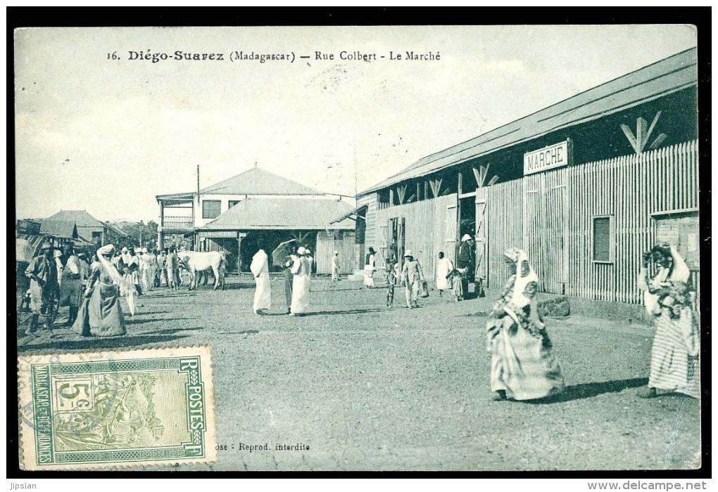 Cpa De Madagascar Diego Suarez -- Rue Colbert - Le Marché   LIOB102 - Madagascar