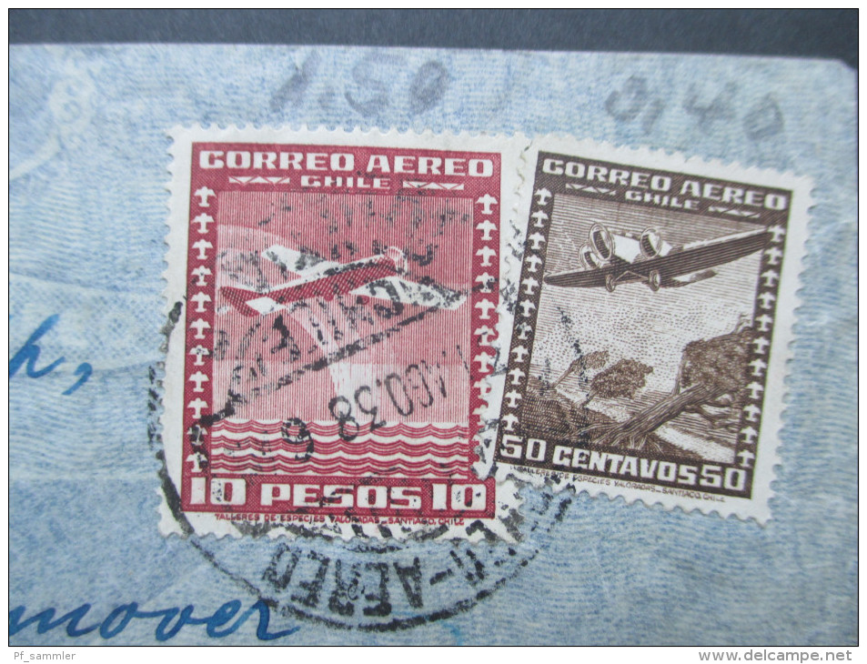 Chile 1938 Luftpost Condor Lufthansa Mischfrankatur! Via Condor Nach Hannover! Zeppelin?! - Chile