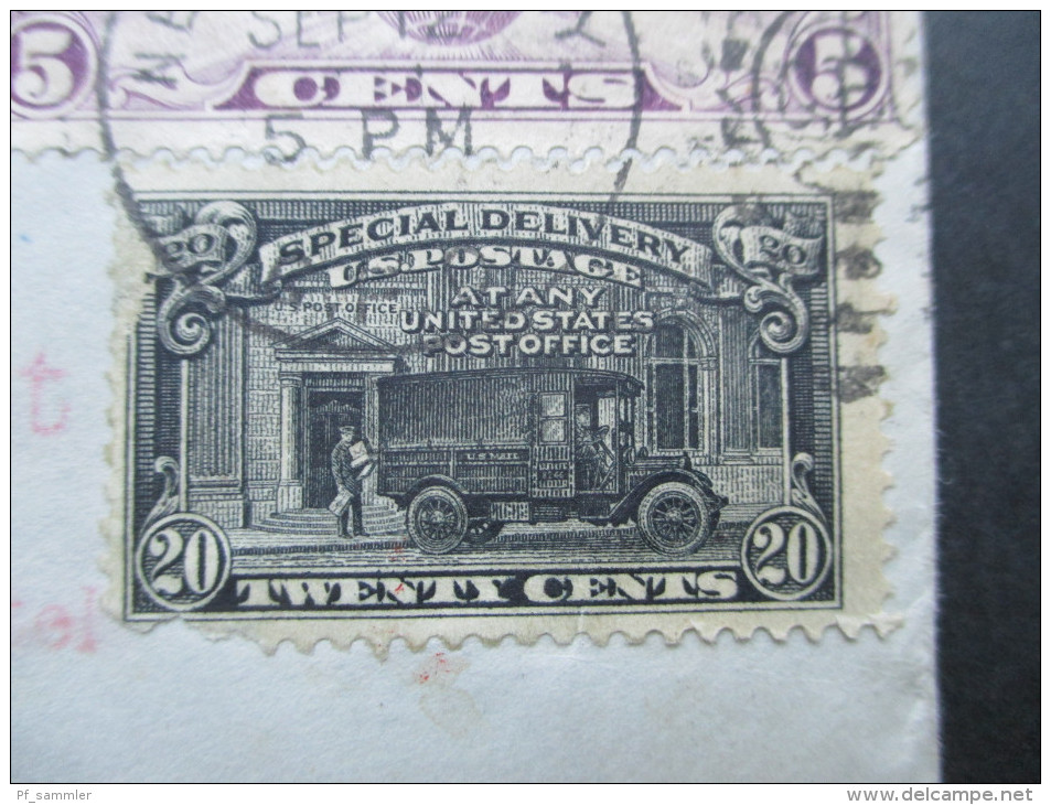 USA 1930 Special Delivery Expres Brief / Mit Luftpost Befördert Hamburg Fuhlsbüttel Flugplatz. Cedarhurst - Karlsruhe. - 1c. 1918-1940 Briefe U. Dokumente