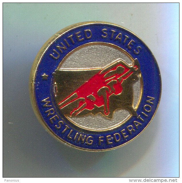 WRESTLING Sport -  United States Federation, Vintage Pin Badge, Abzeichen, Enamel - Wrestling
