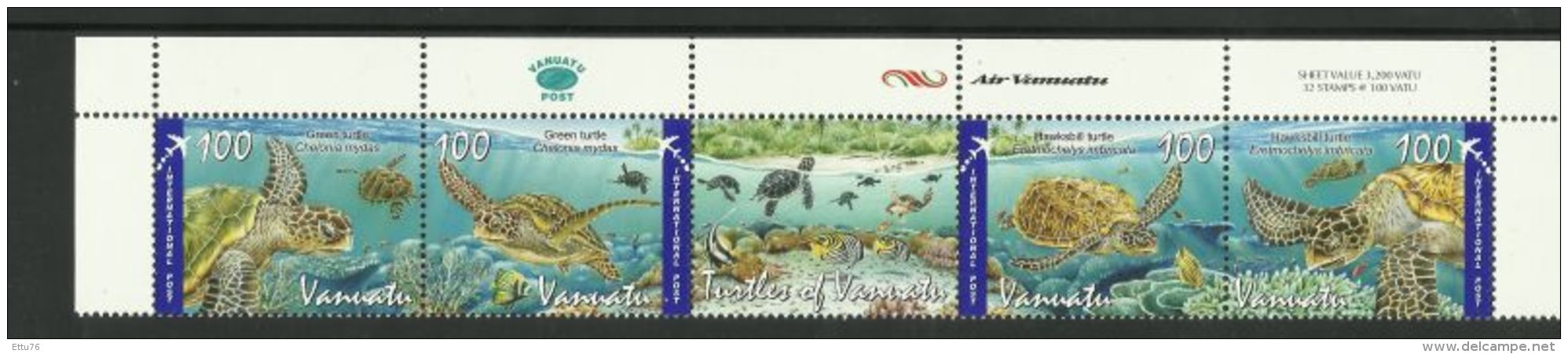 VANUATU  2011   TURTLES  STRIP  MNH - Schildpadden