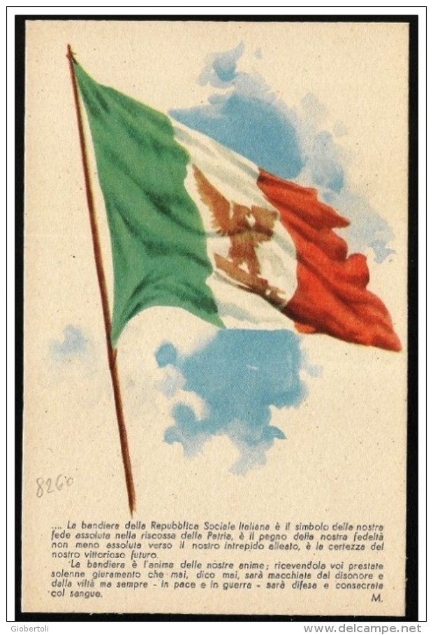 Italia/Italie/Italy (Repubblica Sociale): Franchigia Militare, Franchise Military, Bandiera, Flag, Drapeau, 2 Scan - Kriegspropaganda