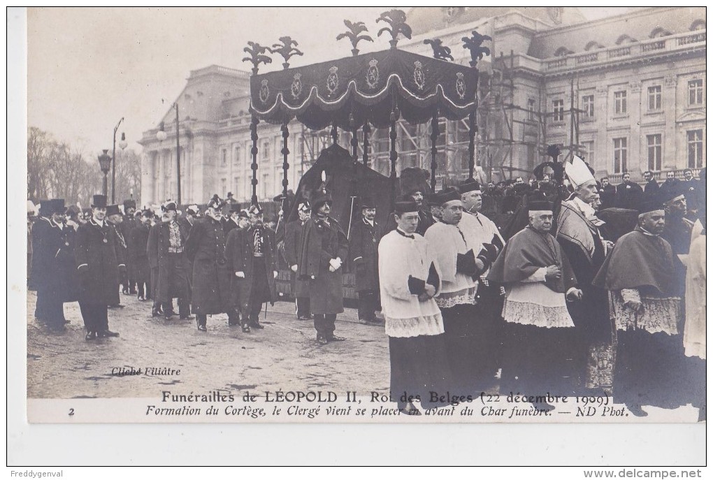 BRUXELLES FUNERAILLES DU ROI LEOPOLD II 22/12/1909 CLICHE FILLATRE - Begrafenis