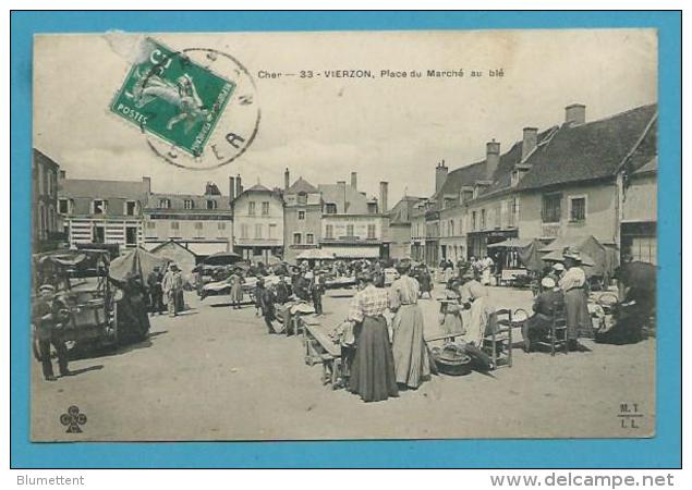 CPA 33 - Métier Marchands Ambulants Place Du Marché Au Blé VIERZON 18 - Vierzon