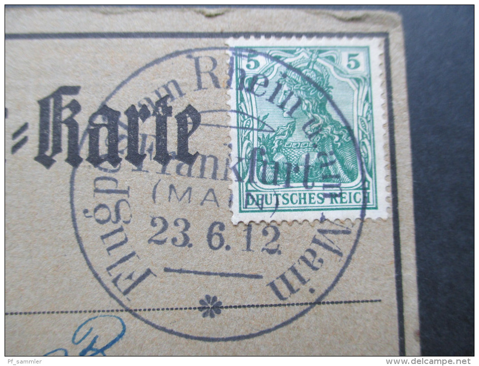 DR 1912 Flugpost Am Rhein II  Bedarf! Flugpost Karte. Frankfurt Main. 23.6.1912 Letzttag!! - Posta Aerea & Zeppelin