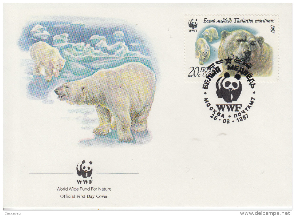 Enveloppe  FDC   1er   Jour    U.R.S.S     OURS  POLAIRE      WWF    1987 - FDC