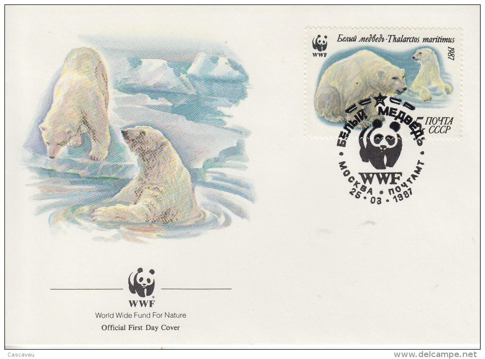 Enveloppe  FDC   1er   Jour    U.R.S.S     OURS  POLAIRE      WWF    1987 - FDC