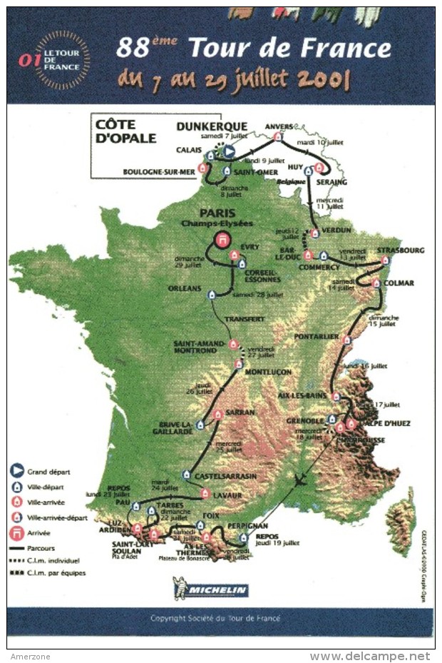 CARTE DU TOUR DE FRANCE 1999 OBLITERATION VILLE DEPART CASTRES017.07.1999 - Autres & Non Classés