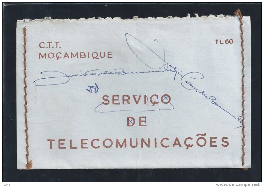 CTT Mozambique.Telecommunications Service.Colonial War.Telegram TL60 Lourenço Marques 15/02/1963.Rare.2 Scan. - Brieven En Documenten