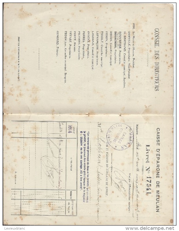 Livret De Caisse D´Epargne & De Prévoyance/ MEULAN/Seine & Oise/Andrée Coppeint/1914   BA38 - Banque & Assurance