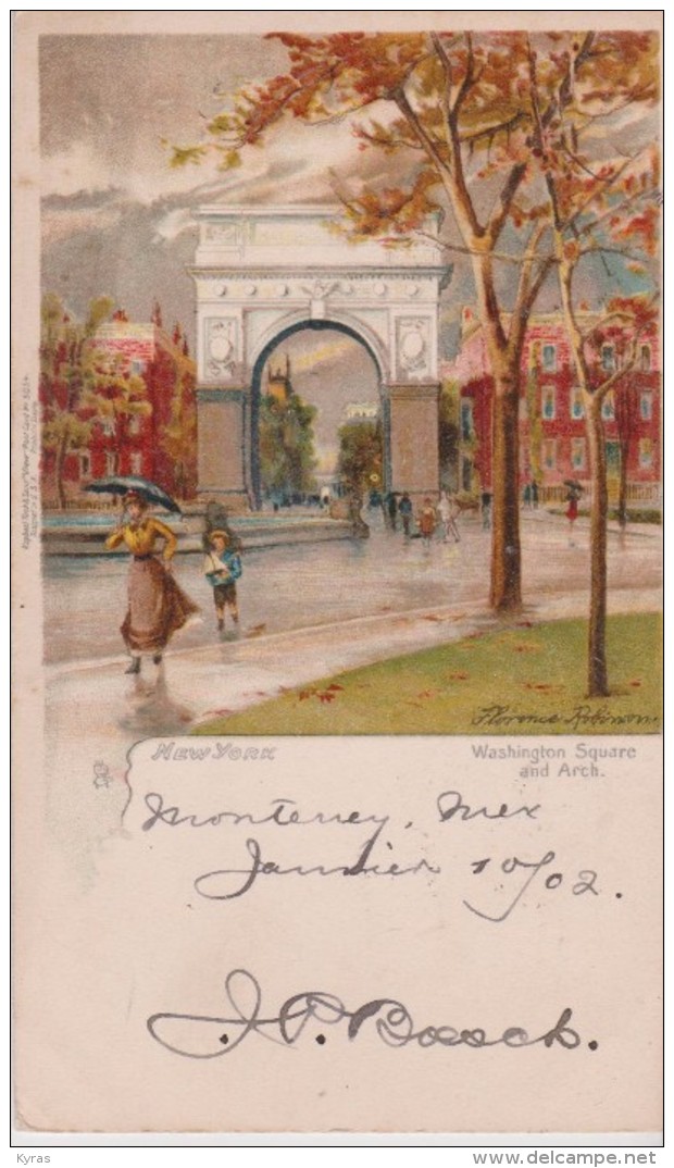 ETATS UNIS . NEW YORK . Washington Square And Arch . Illust. Florence ROBINSON - Lugares Y Plazas