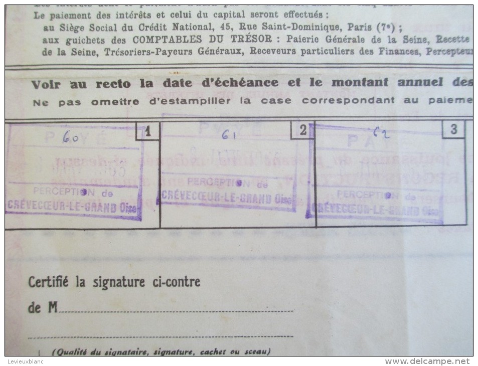 Caisse Autonome De La Reconstruction/Titre Nominatif Inaliénable Remboursable à 3 Ans/1959    BA44 - A - C