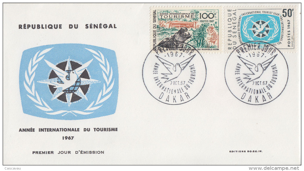 Enveloppe  FDC  1er  Jour    SENEGAL     Année  Internationale  Du  Tourisme     1967 - Sénégal (1960-...)