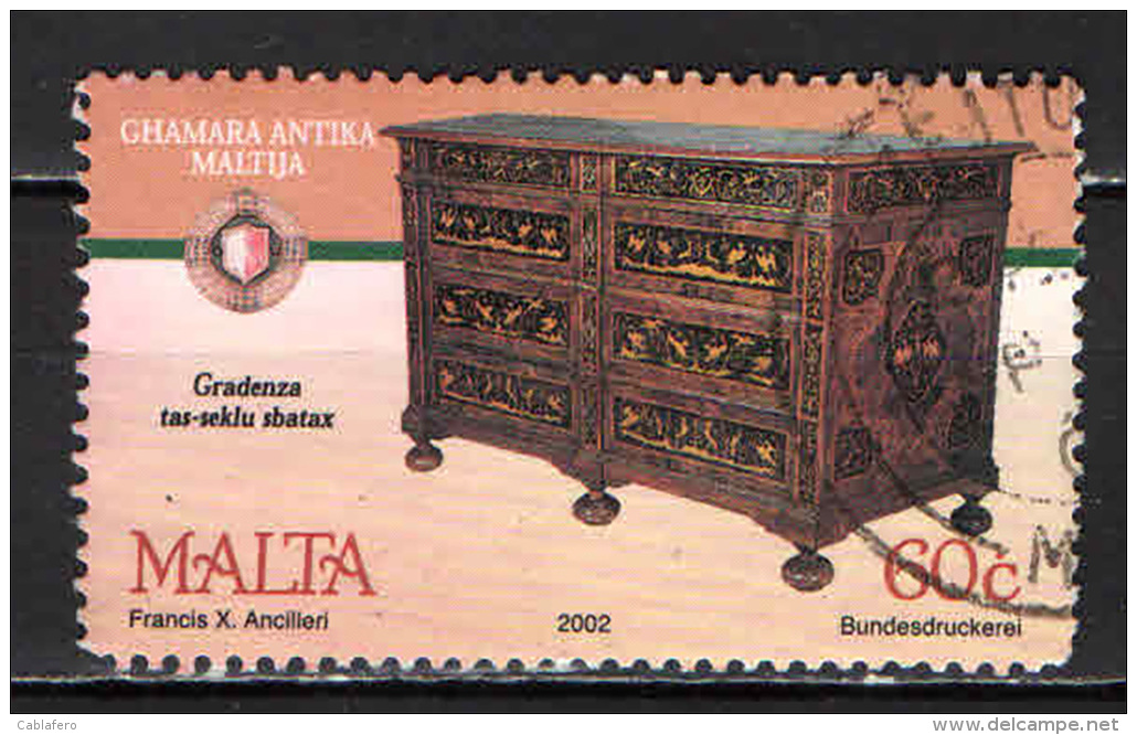 MALTA - 2002 - CREDENZA ANTICA - USATO - Malte