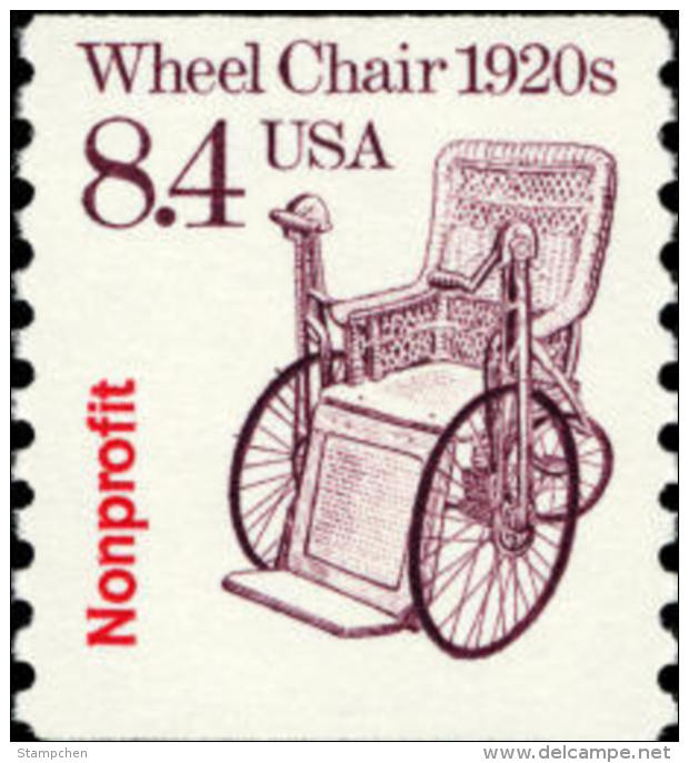 1988 USA Transportation Coil Stamp Wheel Chair Sc#2256 History Cycling Post Disable - Handicaps