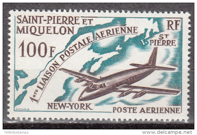ST PIERRE AND MIQUELON      SCOTT NO. C28        UNUSED HINGED       YEAR  1964 - Unused Stamps