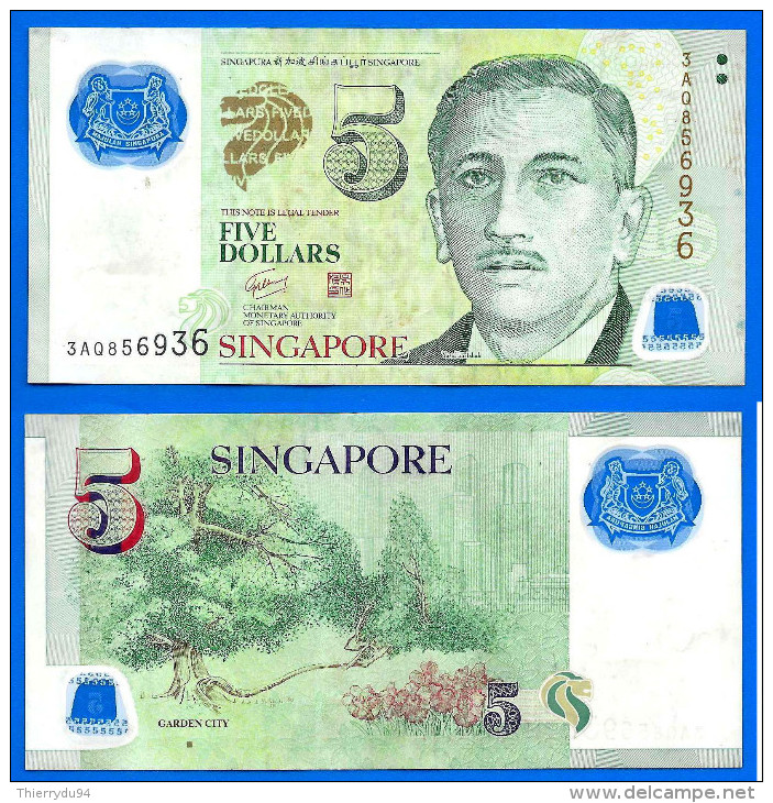 Singapour 5 Dollars 2005 Garden City Que Prix + Port Polymere Polymer Singapore Skrill Paypal Bitcoin OK - Singapur