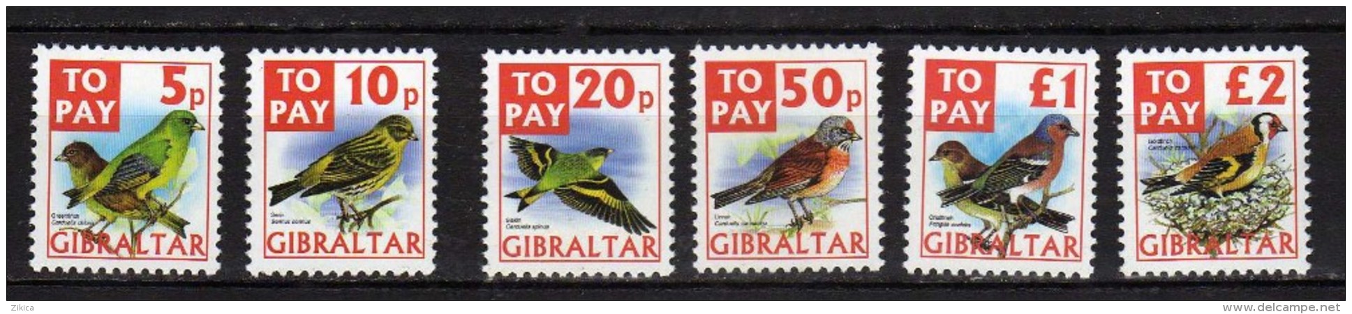 Gibraltar 2002 Postage Due Mi# 26-31 ** MNH - Birds - Gibraltar