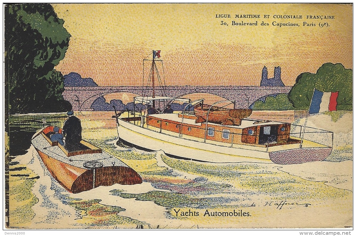 Illustrateur HAFFNER - YACHTS AUTOMOBILES - Ligue Maritime Et Coloniale Francaise - Haffner