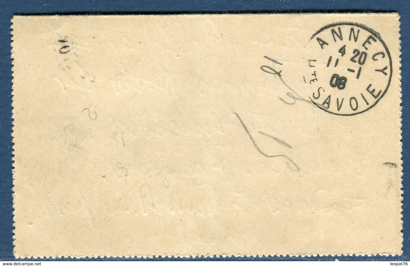 France - Entier Postal Surchargé Type Semeuse Lignée Pour Annecy En 1908  Réf S 205 - Cartoline-lettere